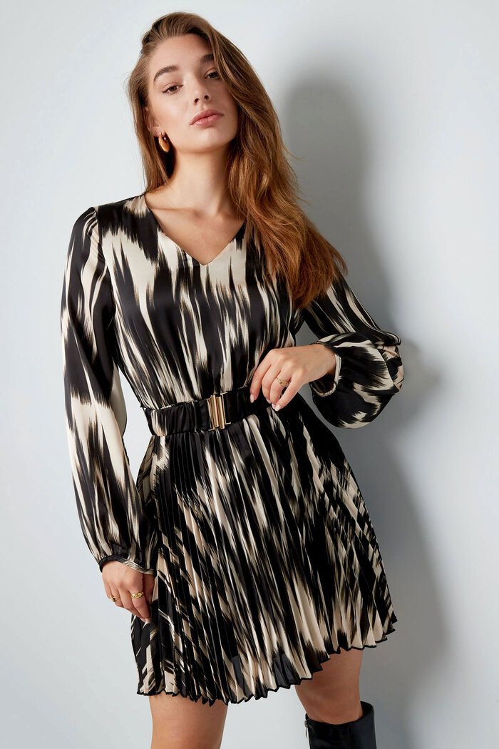 Kleid mit Streifenmuster - Schwarz/Weiß Bild2