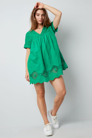 Korte jurk met open rug - groen h5 Afbeelding9