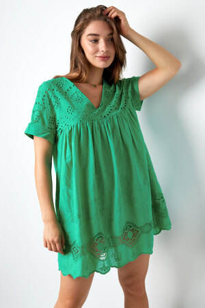 Korte jurk met open rug - groen h5 Afbeelding5