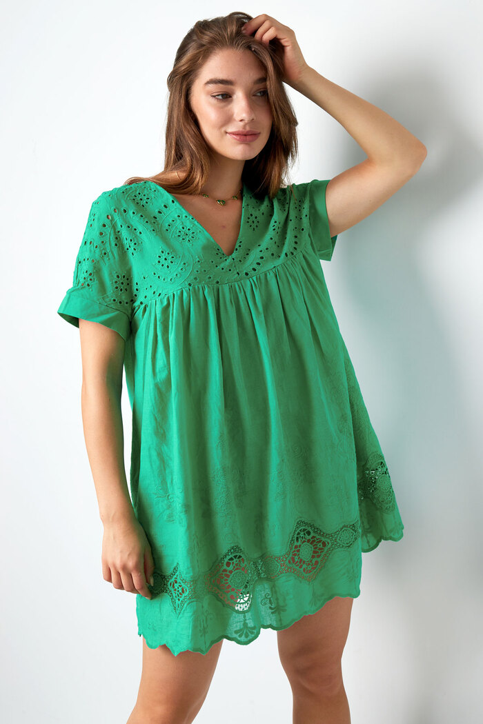 Korte jurk met open rug - groen Afbeelding5