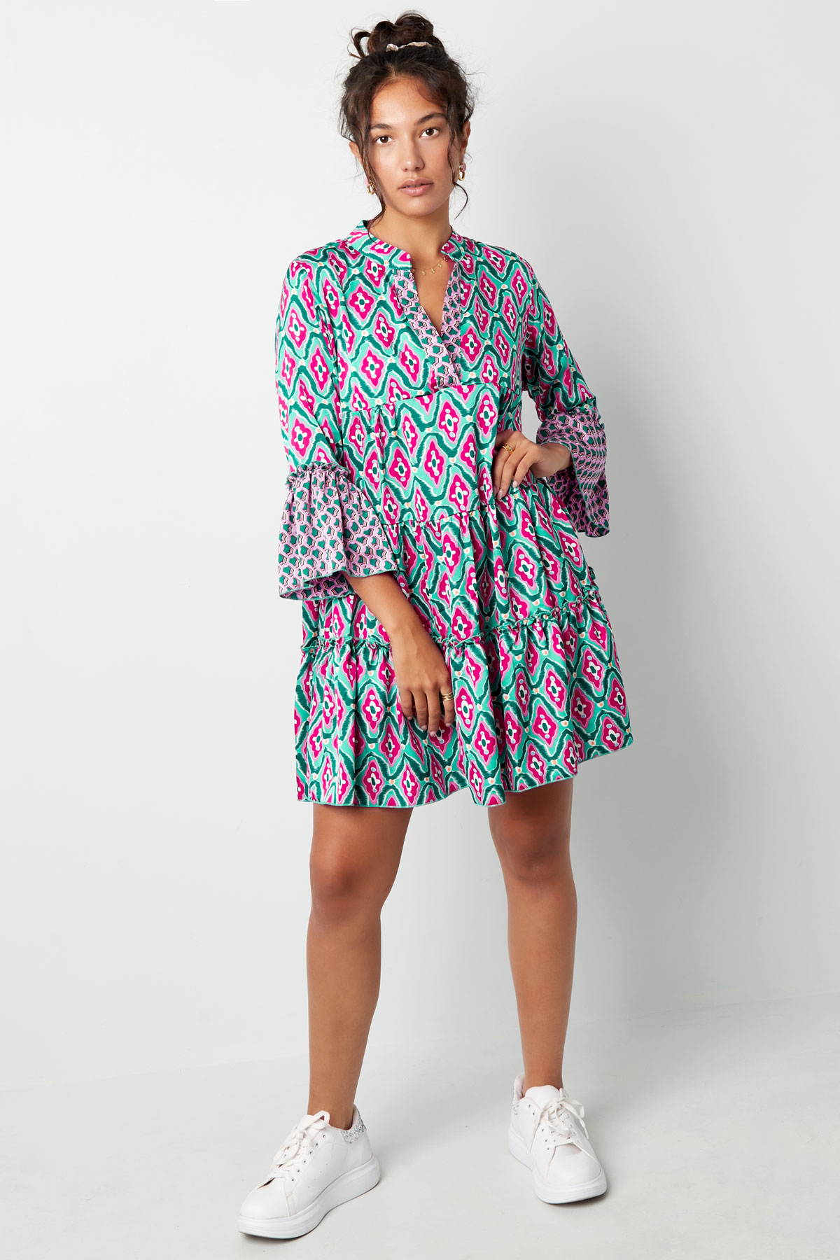 Dress happy print - green/pink h5 Picture3