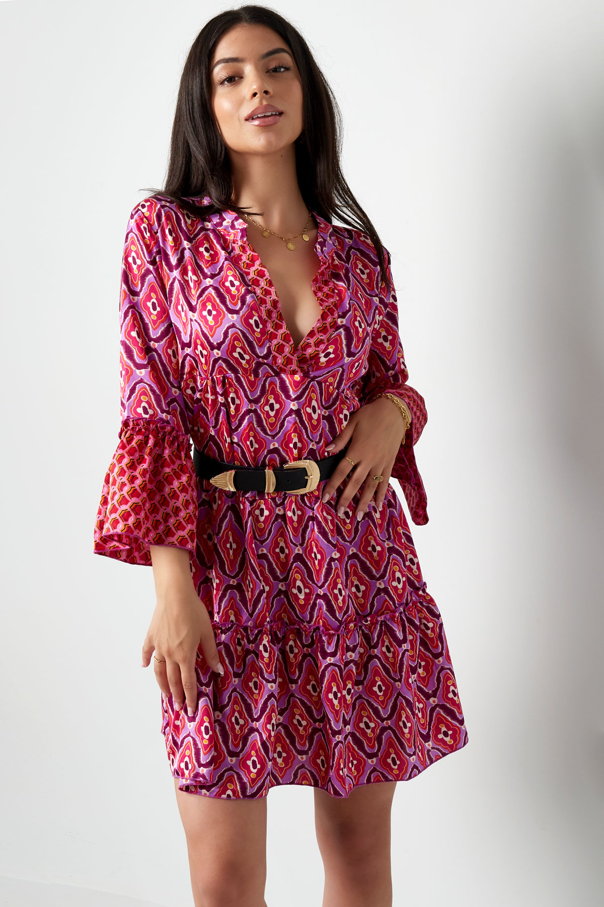 Happy print dress - pink/purple h5 Picture5