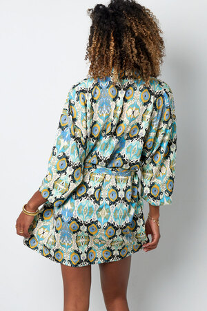 Korte kimono kleurrijke print - blauw/geel h5 Afbeelding10