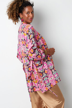 Kurzer Kimono mit buntem Druck – rosa/mehrfarbig h5 Bild8