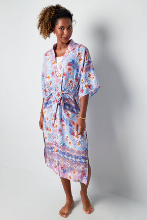 Kimono imprimé fleuri - bleu h5 Image3