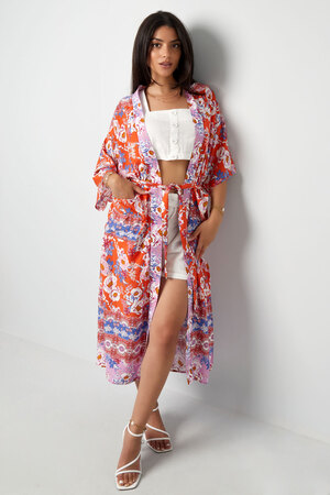 Kimono estampado floral - naranja h5 Imagen5