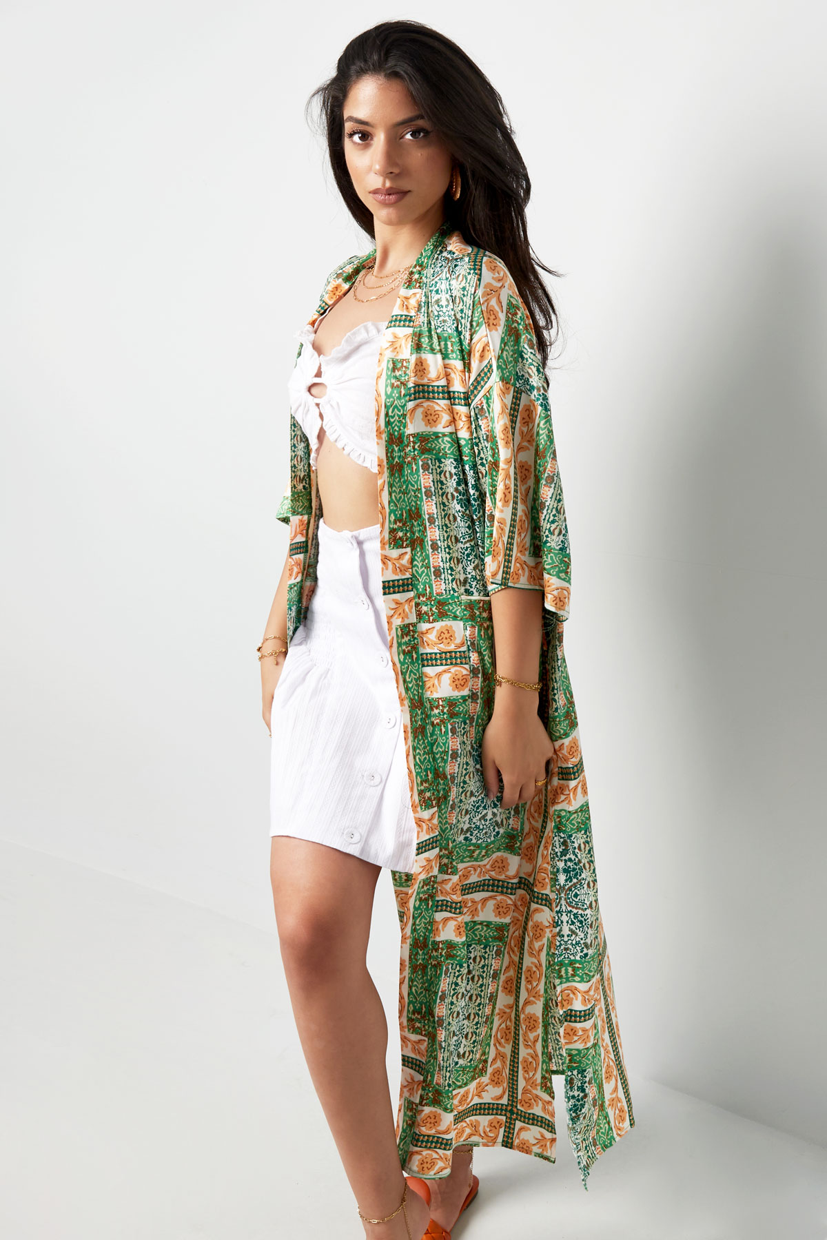 Kimono imprimé occupé - vert Image4
