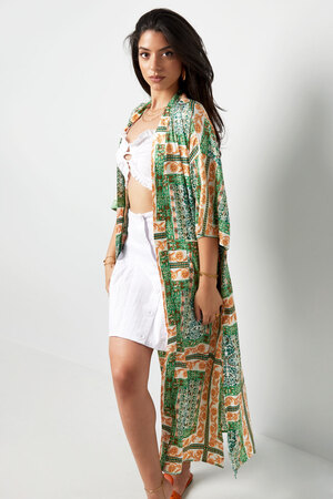 Kimono imprimé occupé - vert h5 Image4