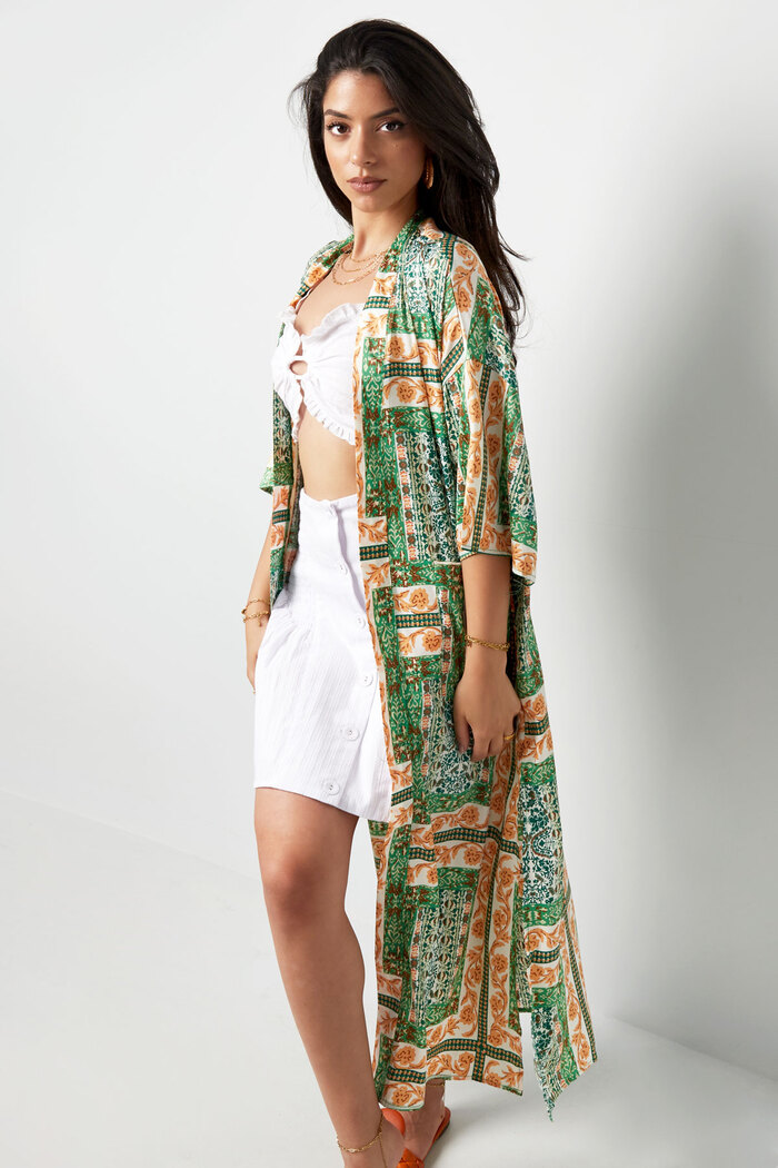 Kimono estampado ocupado - verde Imagen4