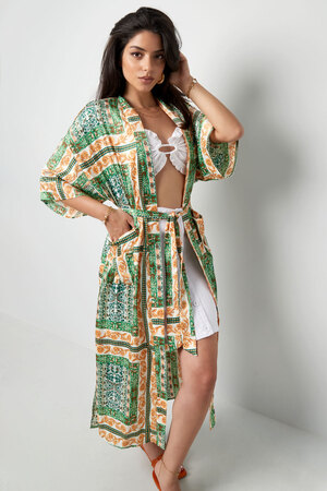 Kimono drukke print - groen h5 Afbeelding2