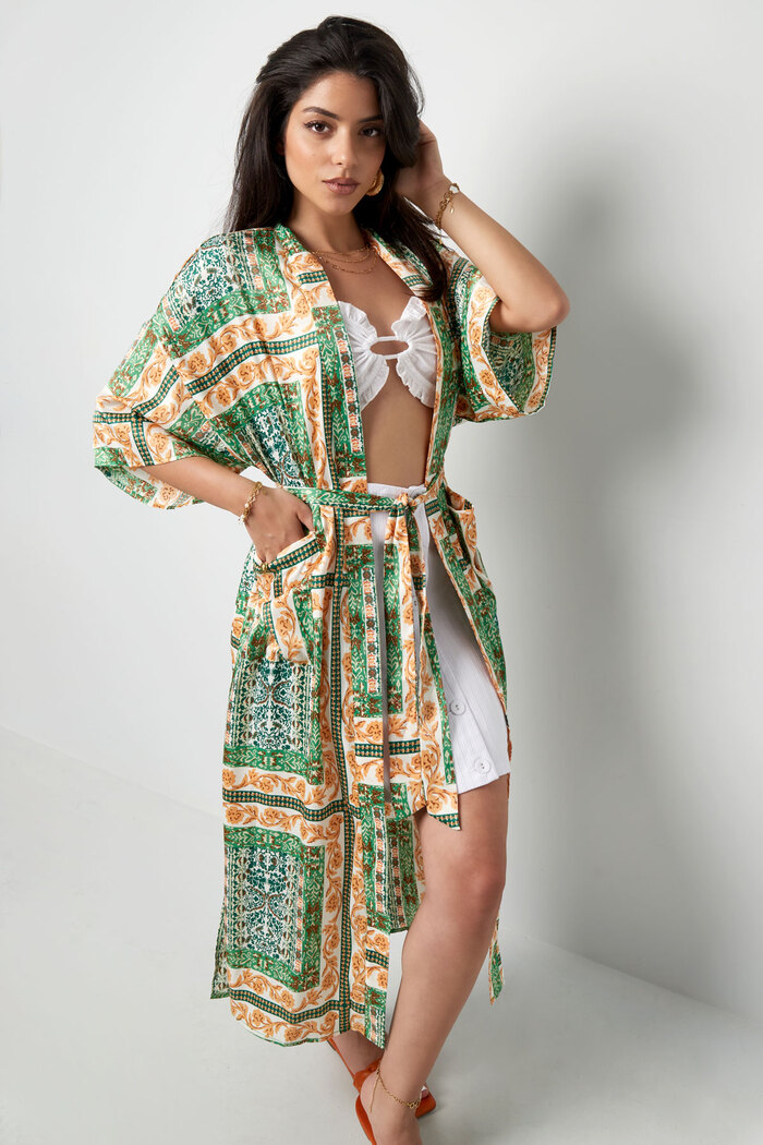 Kimono drukke print - groen Afbeelding2