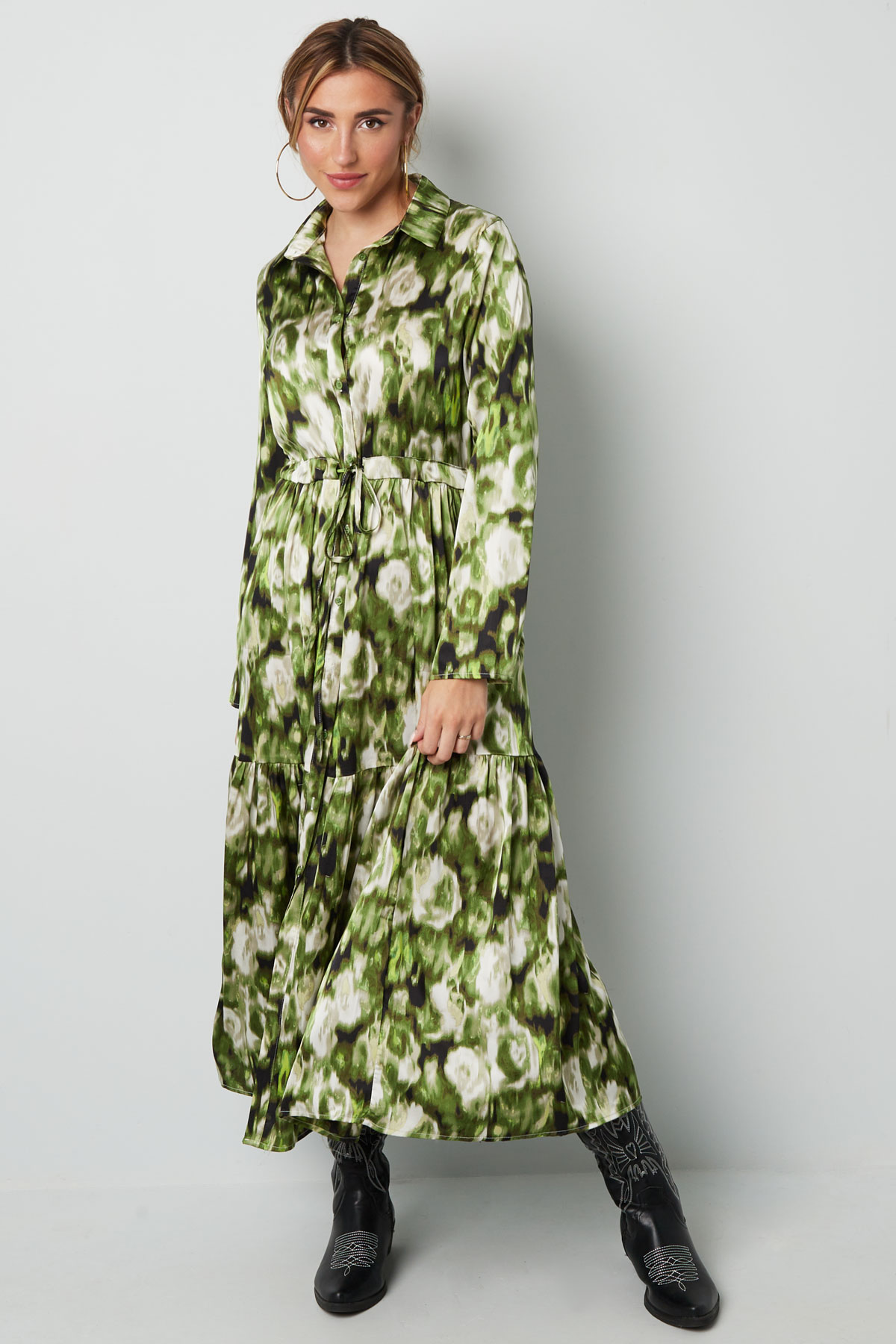 Maxi jurk bloemenprint groen SKU0604807 401 S Groen Groothandel SKU0604807 401 S
