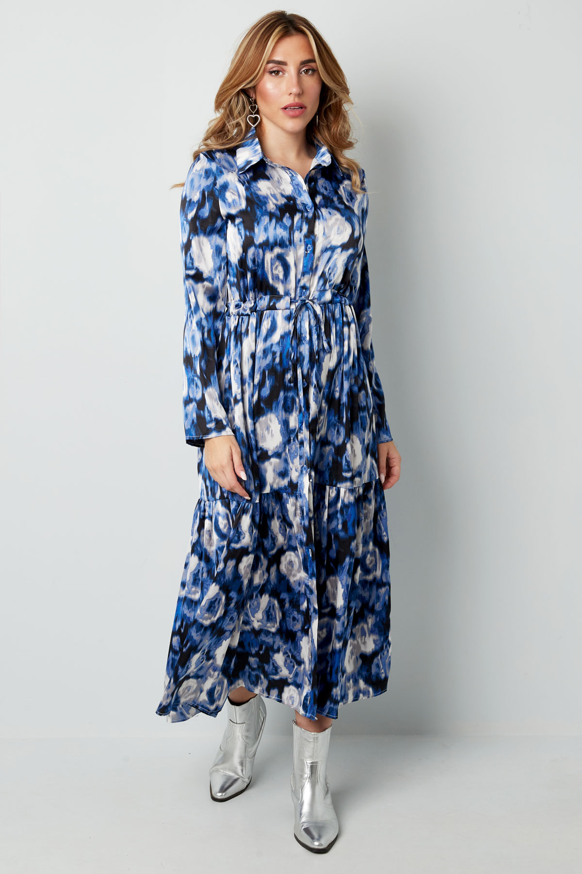 Maxi jurk bloemenprint blauw h5 Afbeelding7