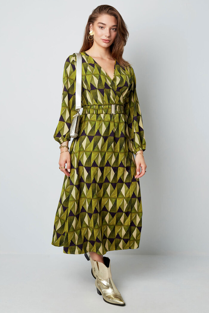 Maxi jurk retroprint groen Afbeelding4