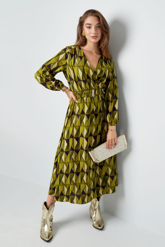 Maxi jurk retroprint groen Afbeelding6