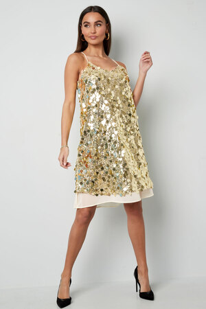 Pırıl pırıl rüya parıltılı elbise - altın h5 Resim4