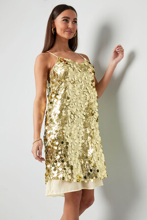 Pırıl pırıl rüya parıltılı elbise - altın h5 Resim7