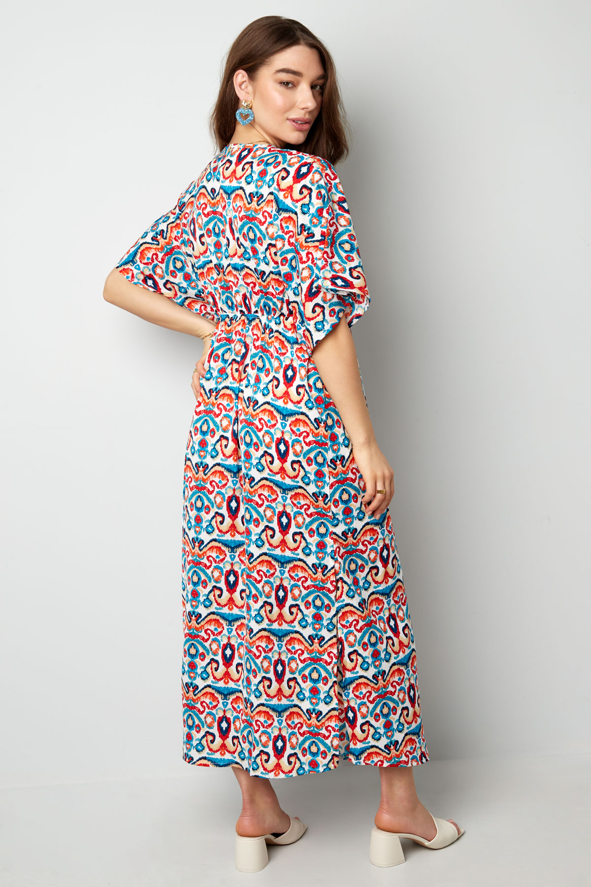 Langes Kleid mit Print - Rot/Blau - S h5 Bild8