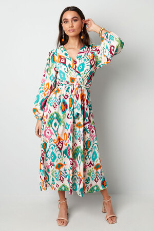 Long dress with print and waistband - blue  h5 Picture2