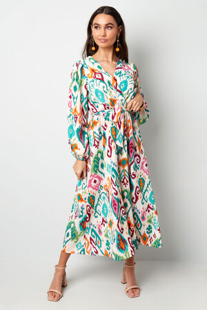 Long dress with print and waistband - fuchsia  h5 Picture6