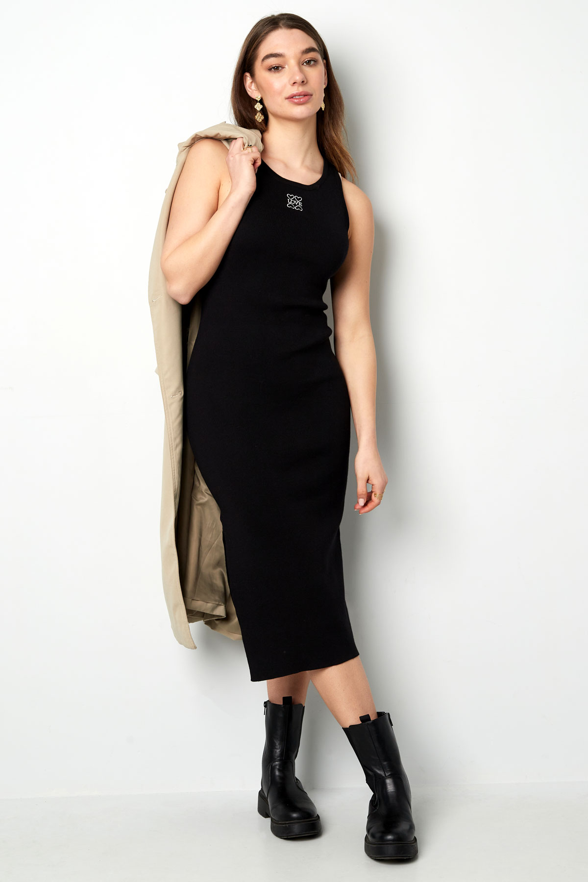 Long knitted dress love - black h5 Picture2