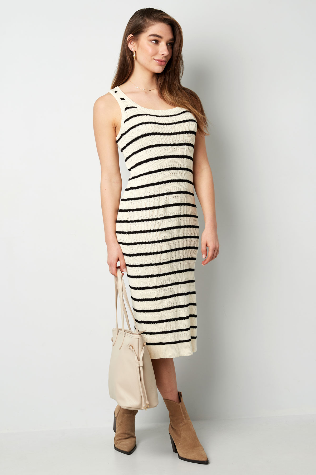 Knitted dress with stripes - green h5 Picture3