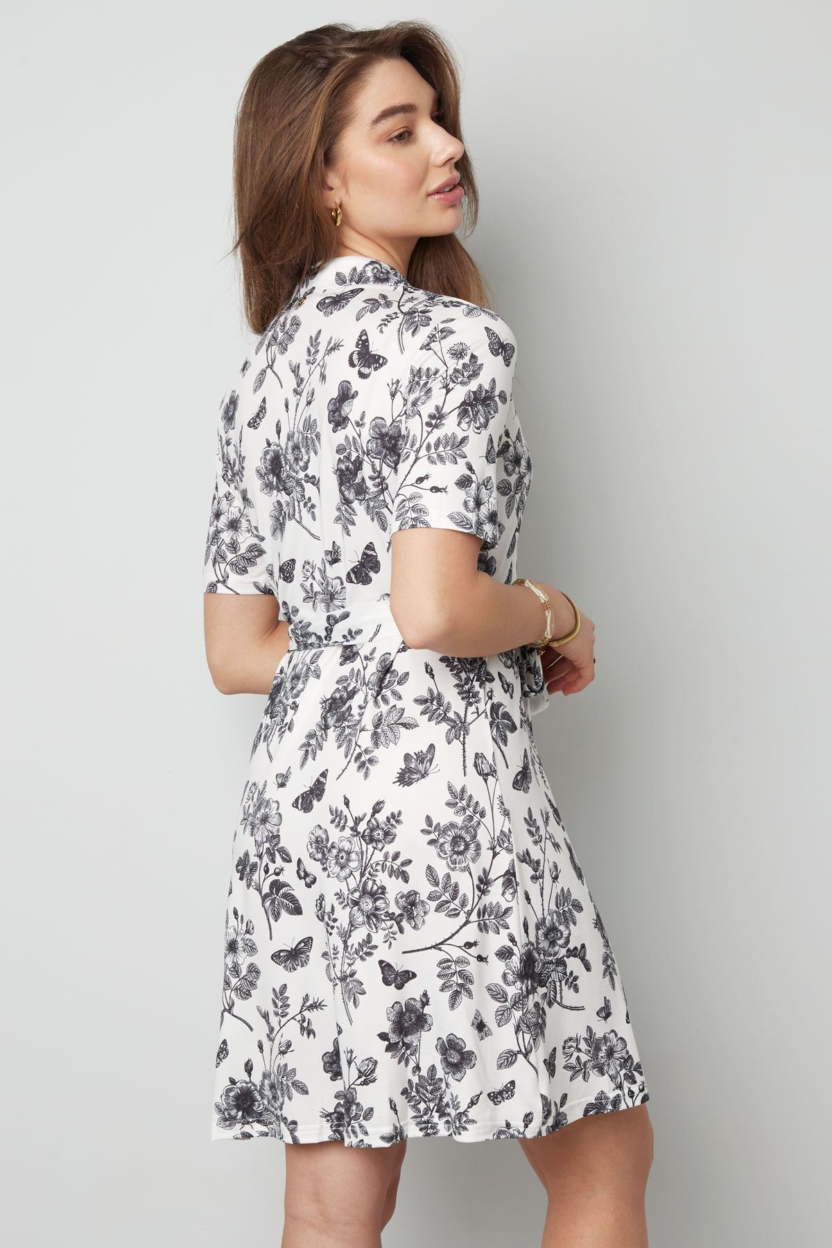 Flower dress with bow - black/white  Picture8