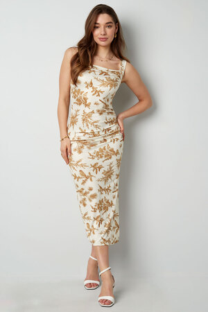 Bloemrijke lange jurk - beige h5 Afbeelding2