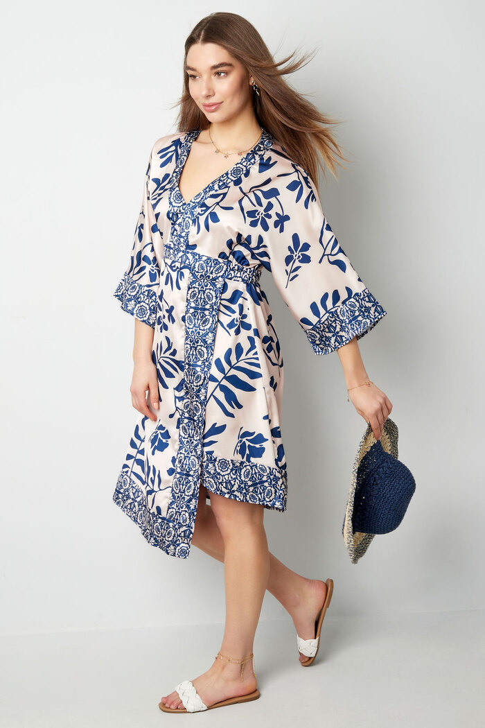 Midi-jurk met fleurige print - fuchsia Afbeelding4