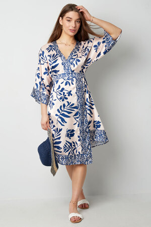 Midi-jurk met fleurige print - blauw h5 Afbeelding7