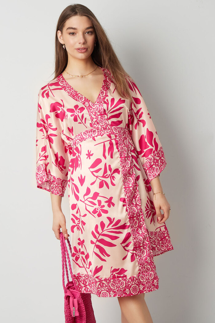 Midi-jurk met fleurige print - fuchsia Afbeelding6
