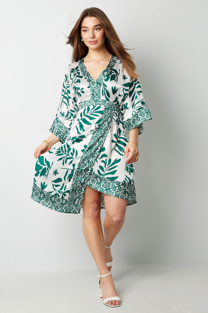 Midi-jurk met fleurige print - fuchsia Afbeelding5