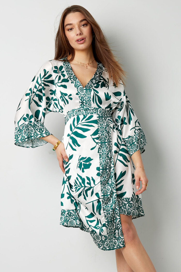 Midi-jurk met fleurige print - fuchsia Afbeelding2