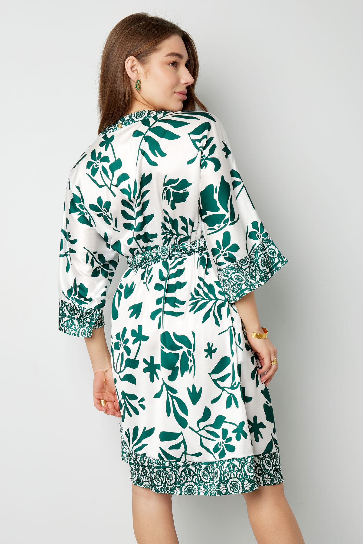 Midi-jurk met fleurige print - groen h5 Afbeelding8