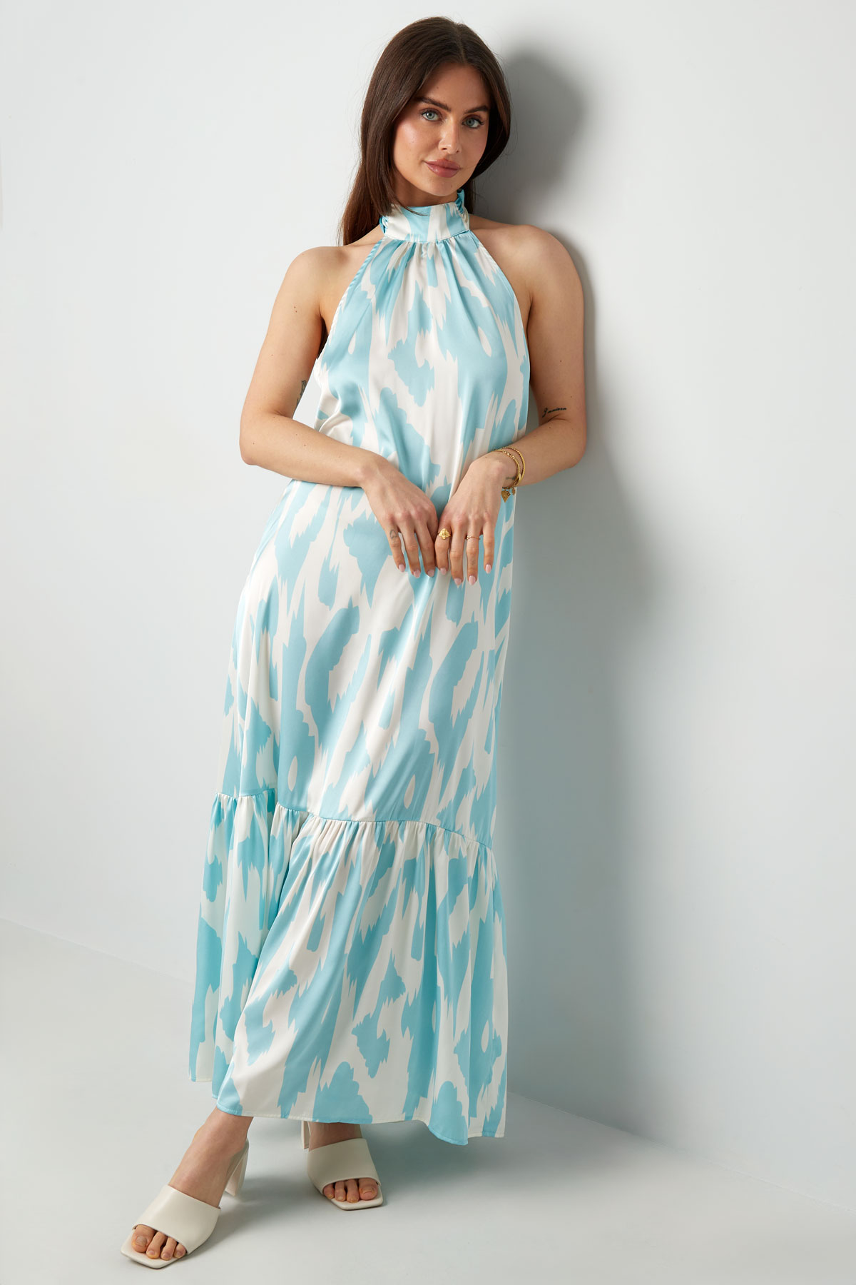 Halter dress with print - light blue  h5 Picture3