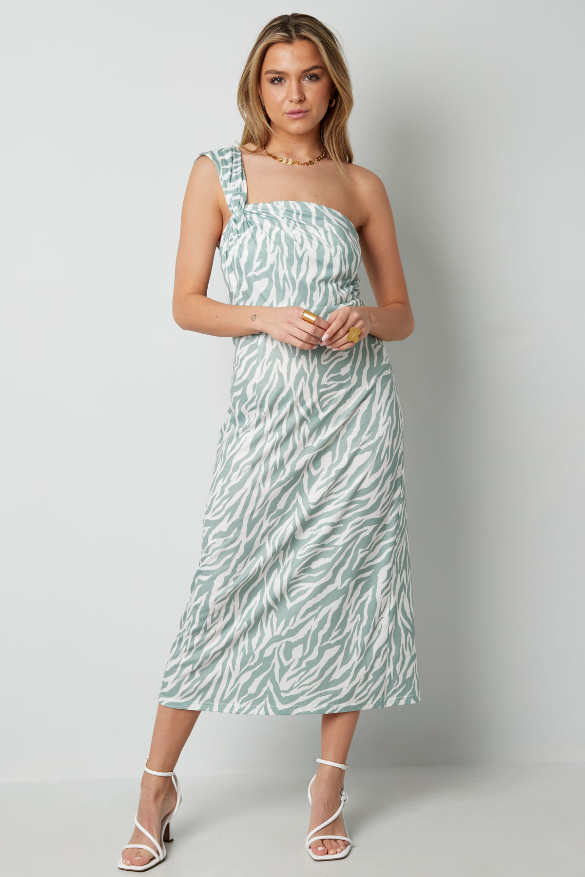 One shoulder zebra dress - pink h5 Picture9