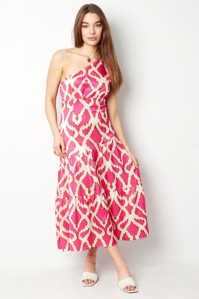 One-shoulder dress tropical bliss - fuchsia Picture2