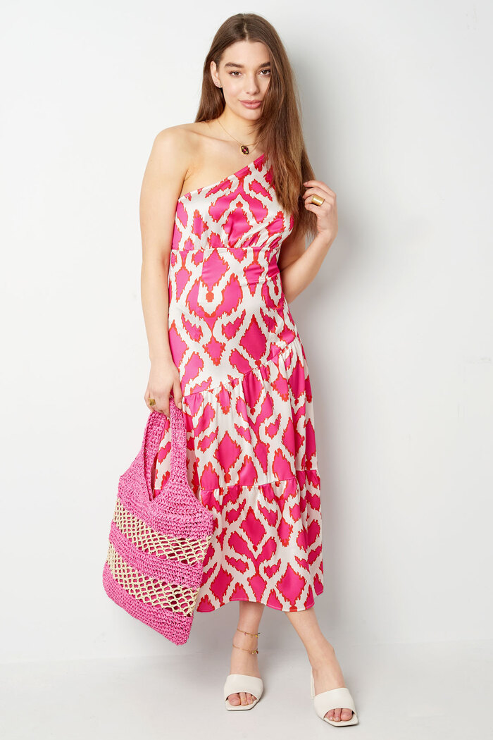 One-shoulder dress tropical bliss - fuchsia Picture4
