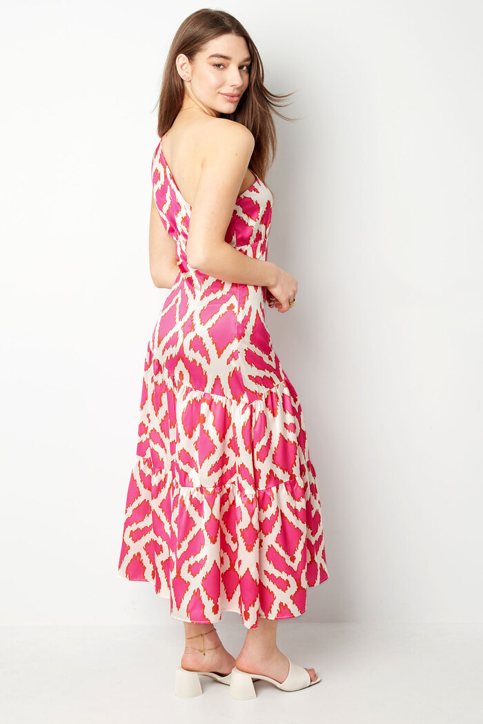One-shoulder jurk tropical bliss - fuchsia Afbeelding6