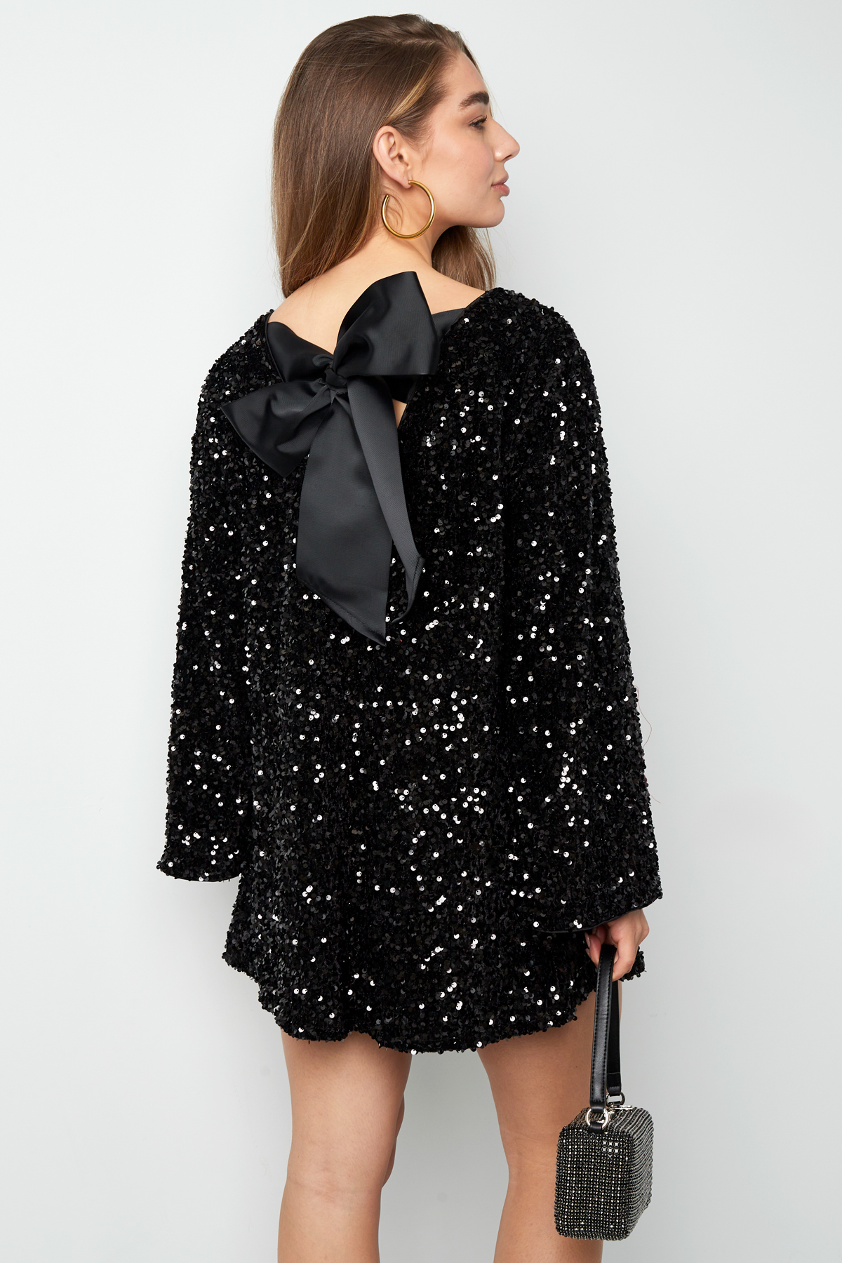 Glitter dress with bow - black h5 Picture8