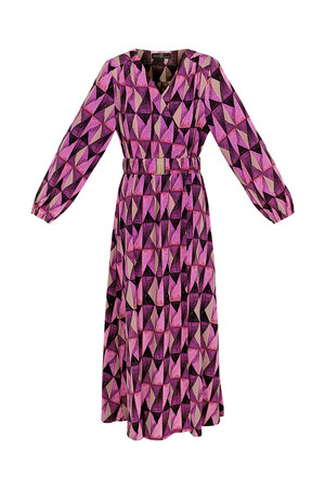 Maxi jurk retroprint paars roze h5 