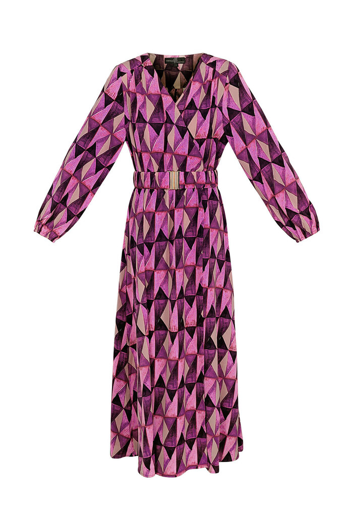 Maxi dress retro print purple pink 