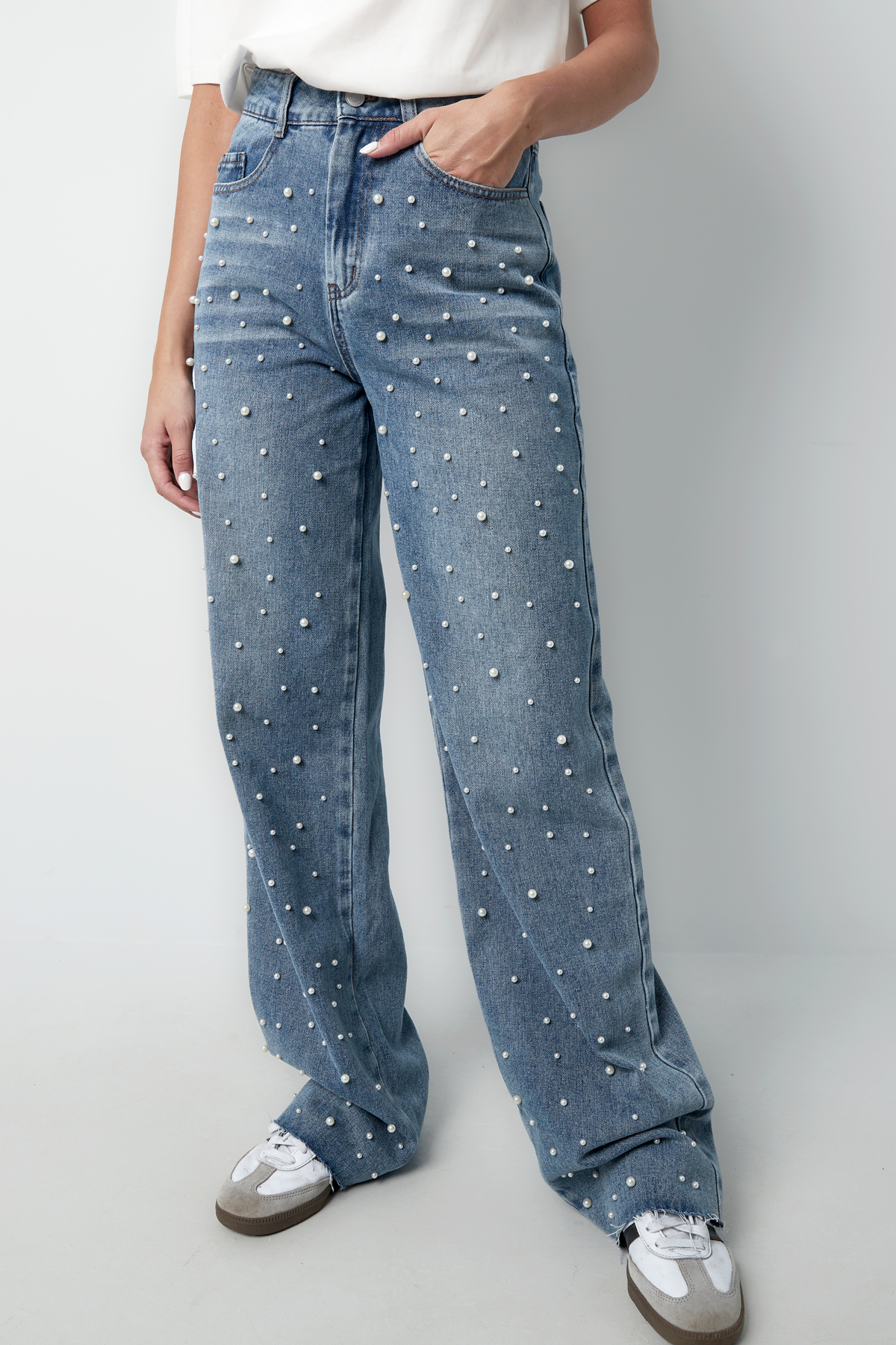 Denim jeans pearl adorement - blauw Afbeelding2