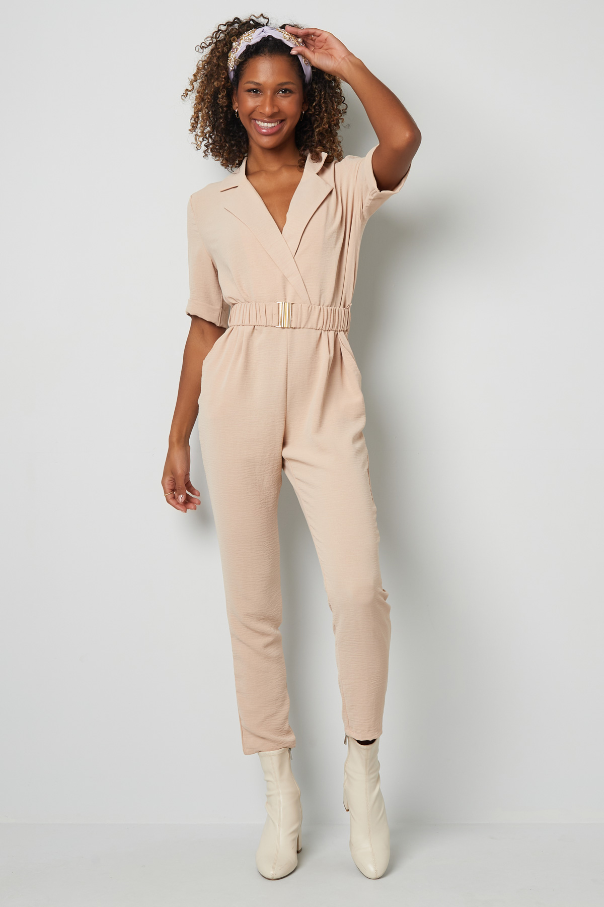 Beige jumpsuit new arrivals