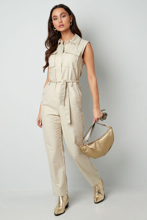 Jumpsuit sleeveless with pockets - beige  h5 Picture8