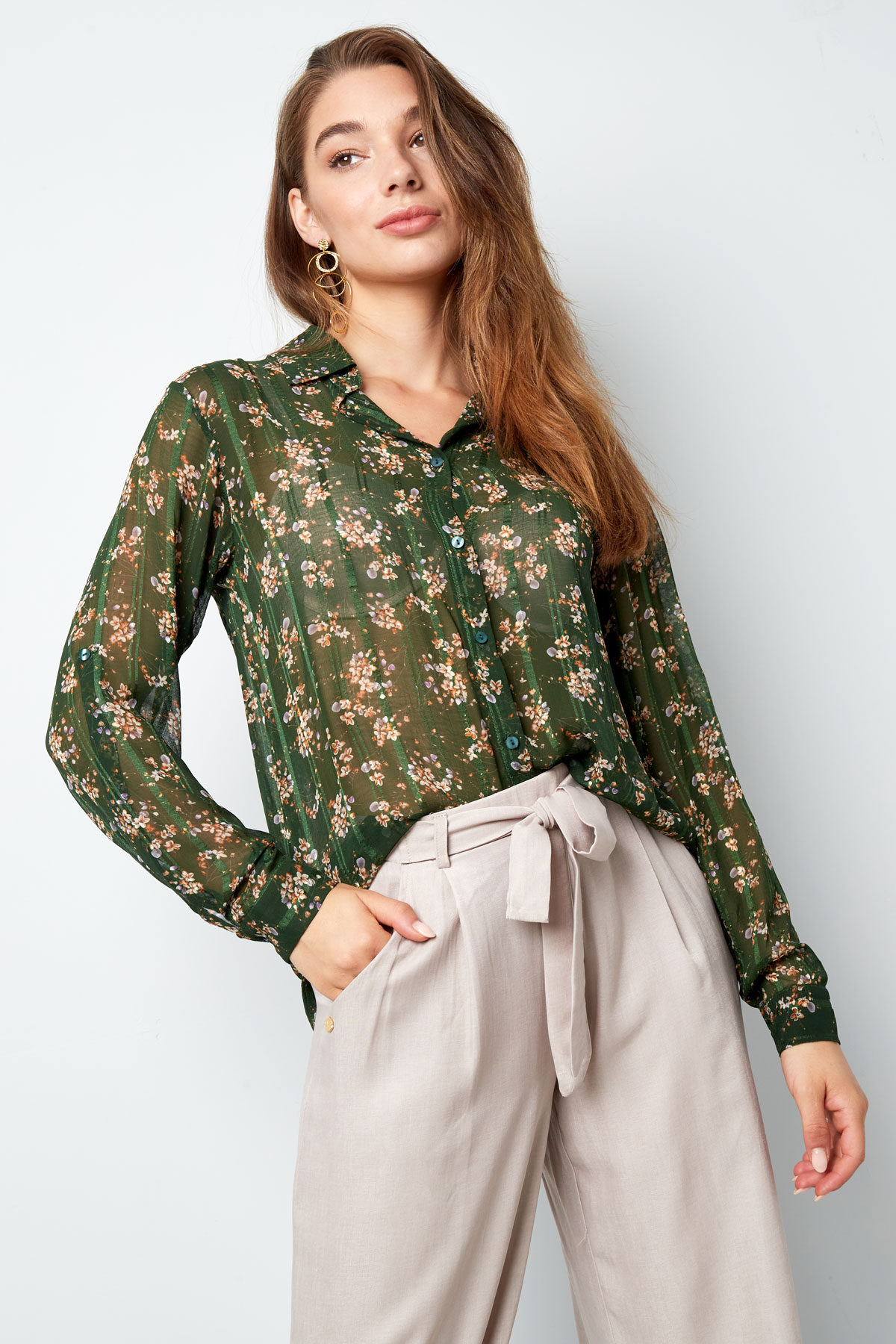 Blouse floral print green Picture5