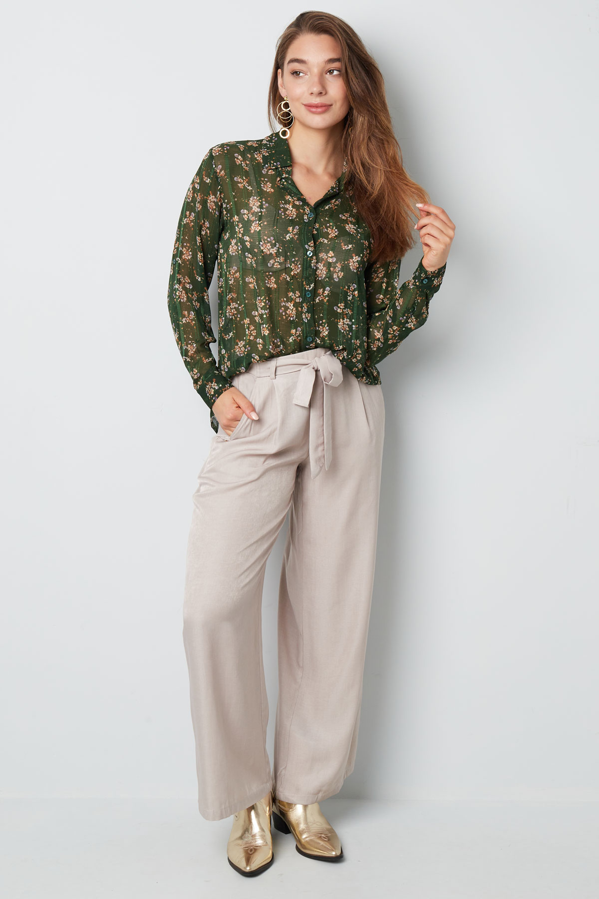 Blouse floral print green Picture6
