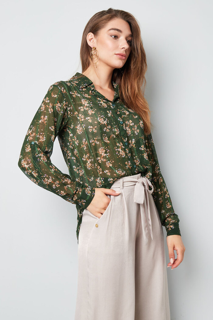 Blouse floral print green Picture3