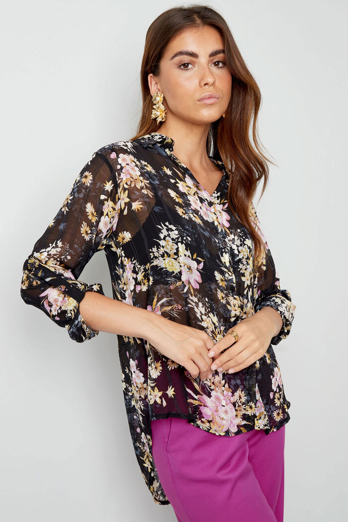 Blusa estampado floral marrón violeta Imagen2