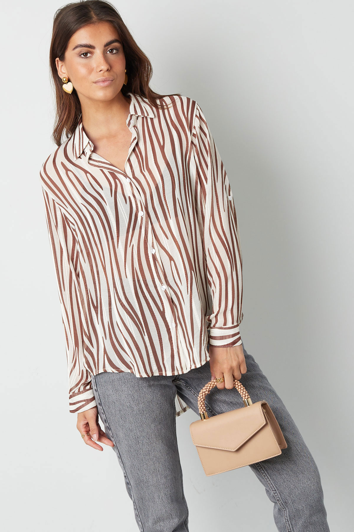 Blouse aesthetic print - brown/white h5 Picture6